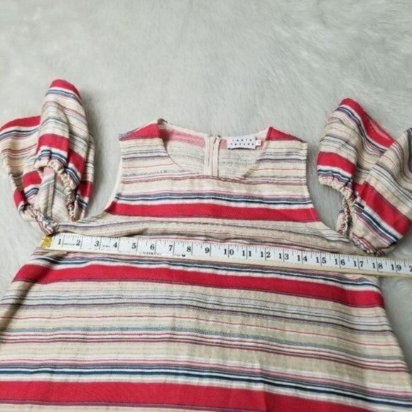 Tanya Taylor Nola Stripe Statement Flutter Sleeve Mini Shift Dress 6 - Picture 8 of 10